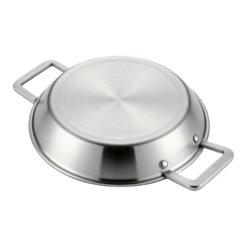 Classic Stainless Steel Paella Pot with Ergonomic Handles Flat Bottom Saucepan for Delicious Culinary Creations