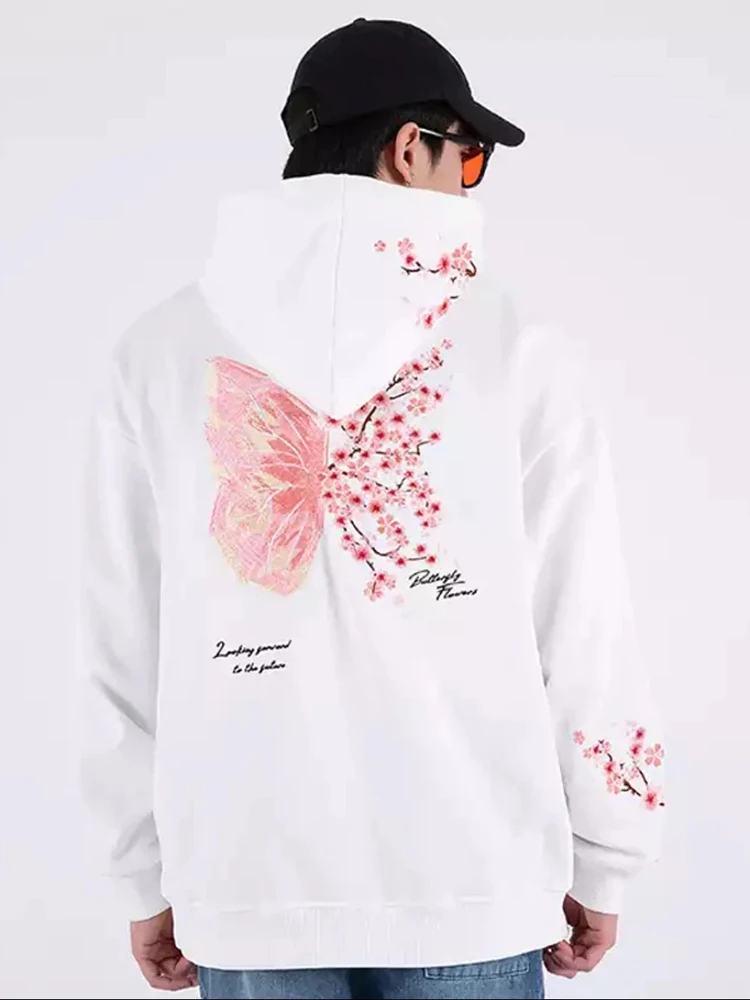 Hoodie Women butterfly Flower Printed Sweatshirts Harajuku Fashion Graphic Kawaii Sweatshirt Female male outwear