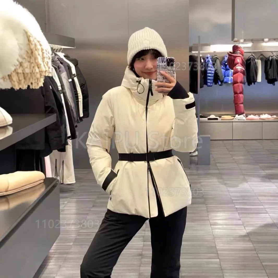 

Winter New Women's Hooded Ski 90 White Goose Down Waist Slimming Slim Ski Jacket Outdoor Windproof Waterproof Down Jacket