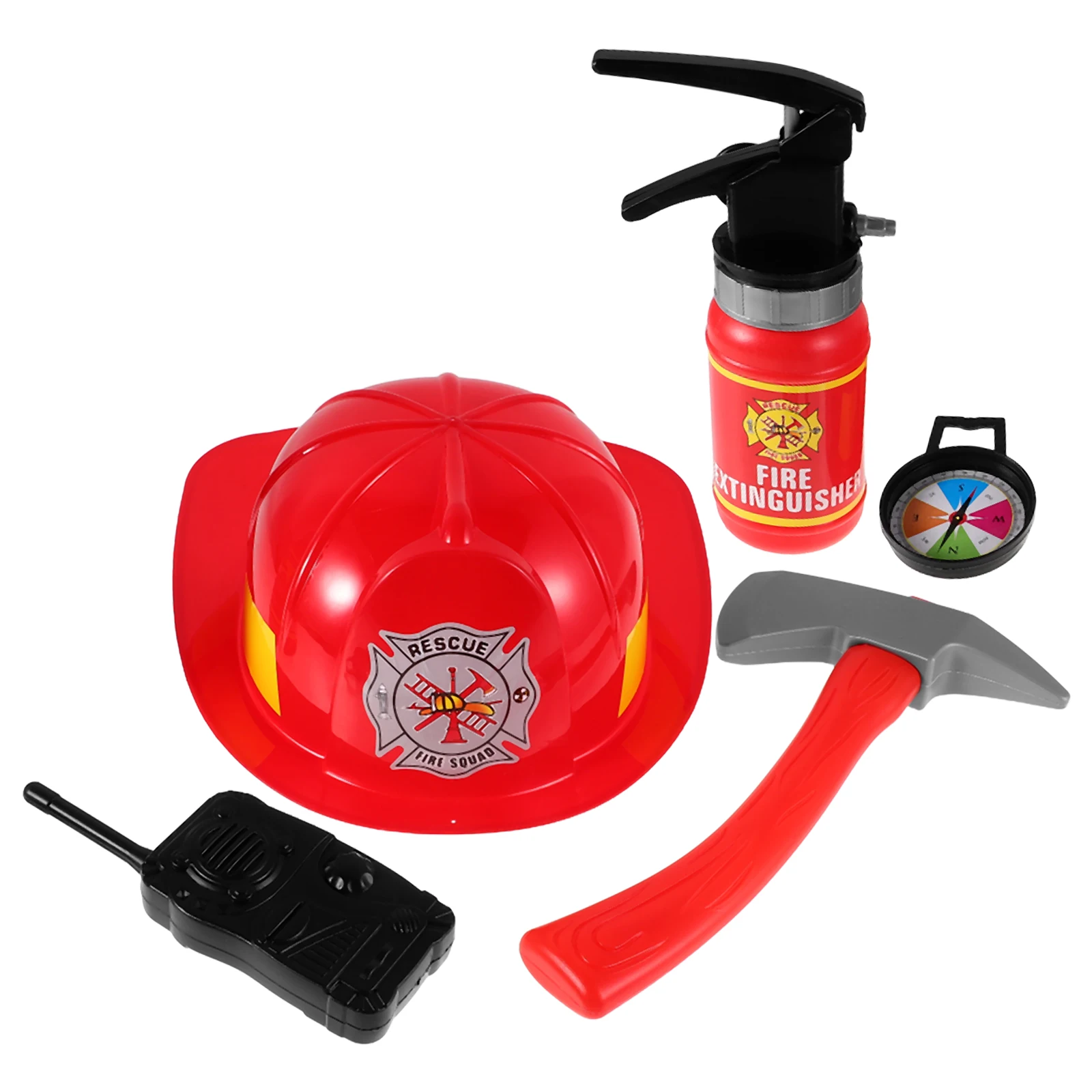 1 ชุดเด็กนักผจญเพลิงชุดของเล่นเครื่องดับเพลิงบทบาทสมจริงเครื่องแต่งกาย Fireman อุปกรณ์เสริม Prop จําลอง