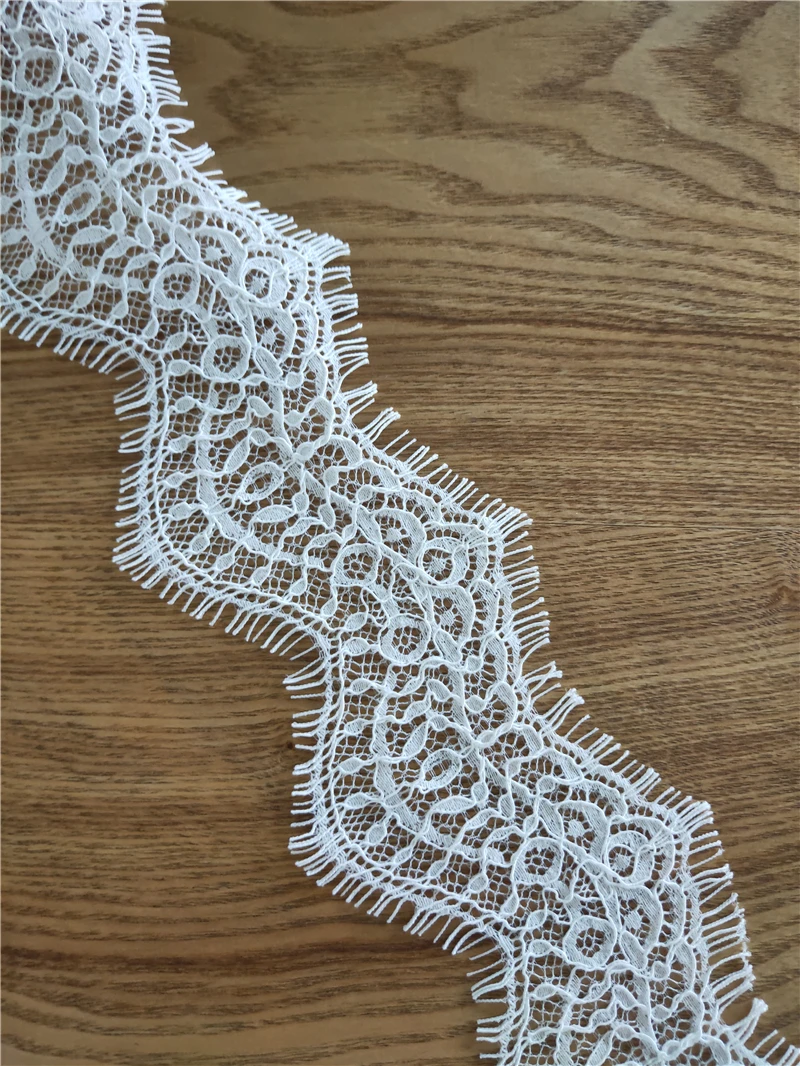 Cord Eyelash Lace Edge Trim Flower Trim Lace Border Sewing Trimmings and Embellishments Off White Color 6M/Lot