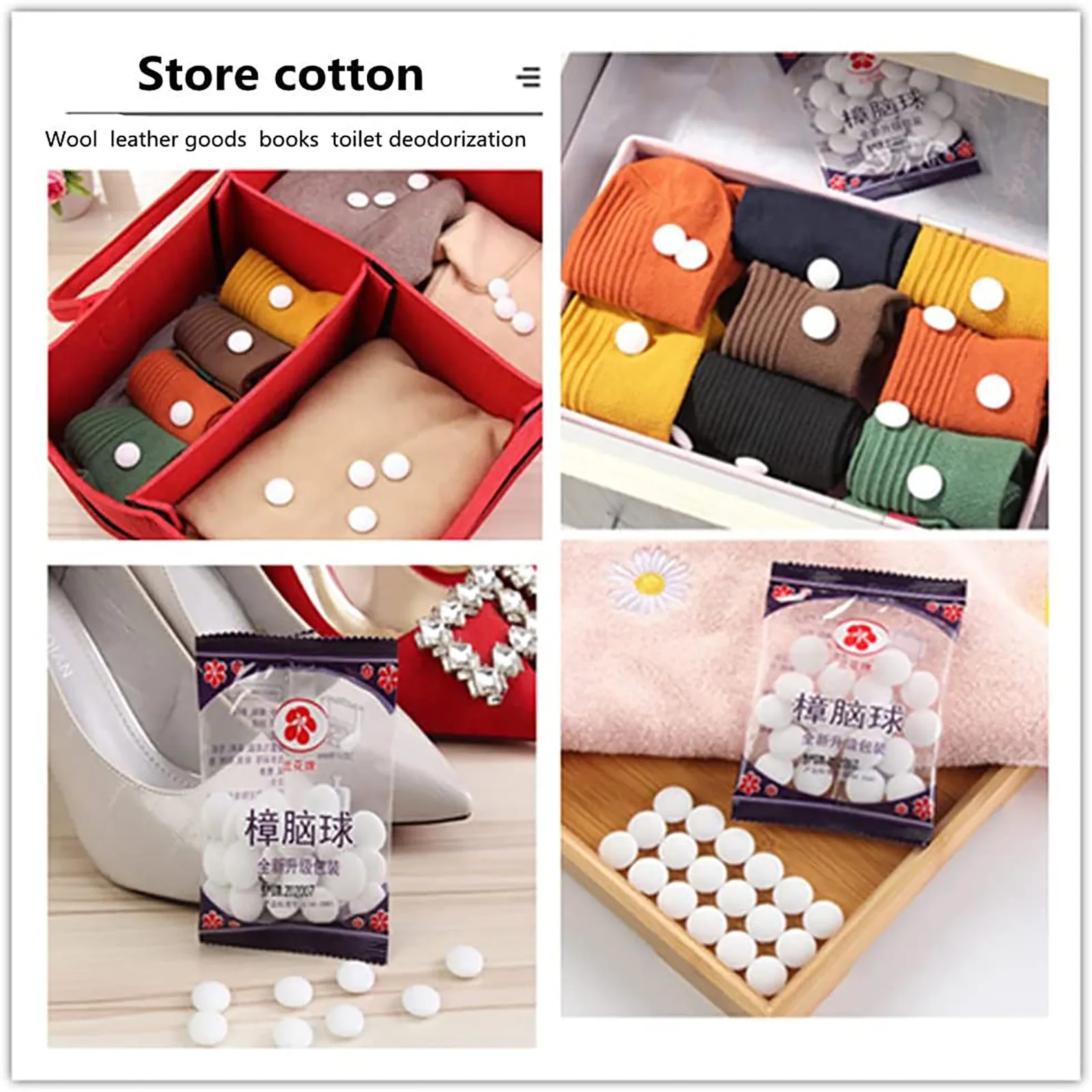 Moth Balls Natural Camphor Balls Wardrobe Anti-Mite Anti-Mite Ball Insect-Proof Shoes Deodorant Pest Mite Control Tool