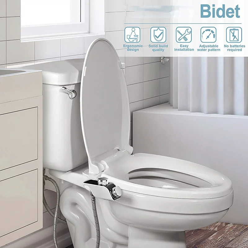 Bidet Toilet Seat Attachment 3 Cleaning Model Dual Nozzles Adjustable Water Temperature Water Pressure Non-Electric Ass Sprayer