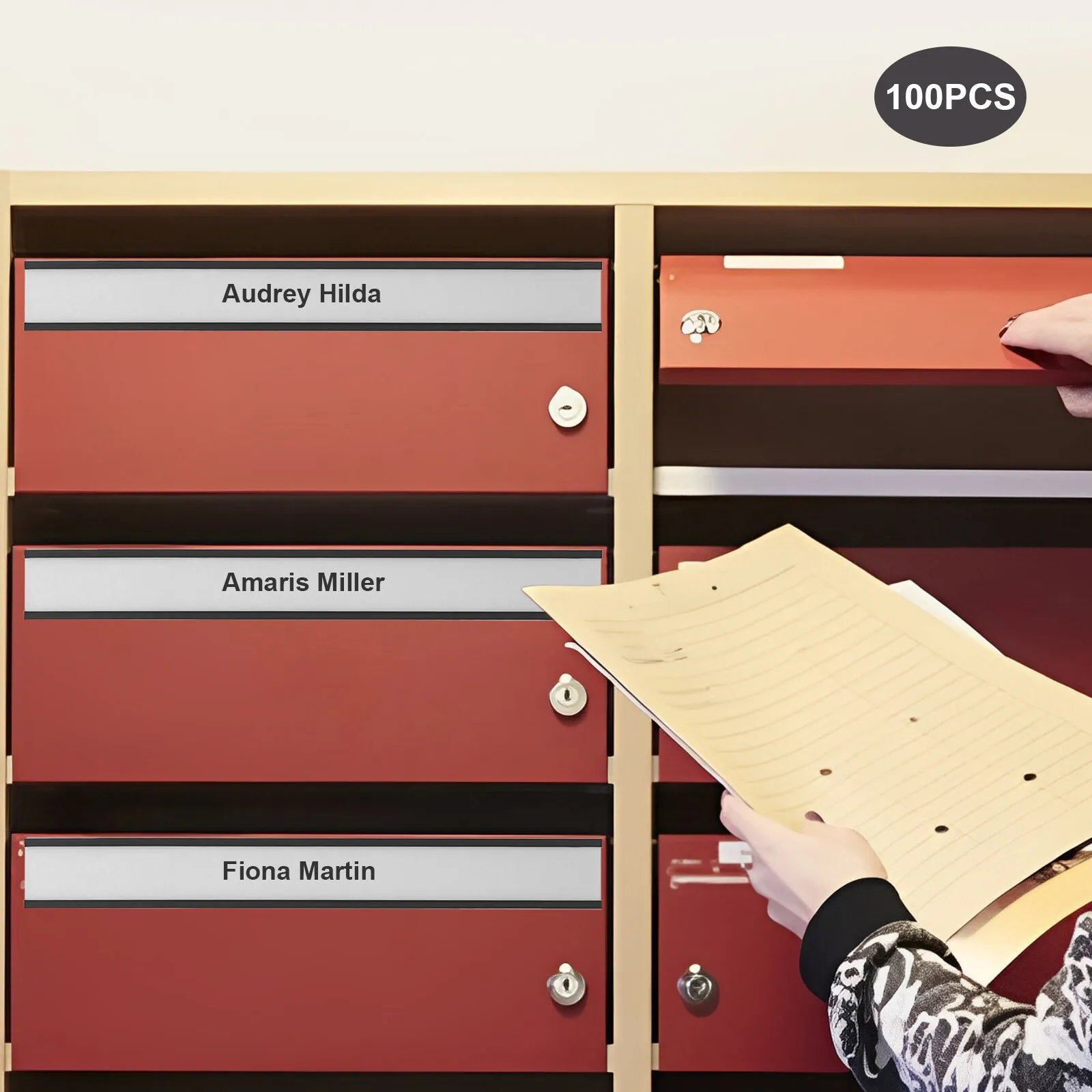 

100 PCS Magnetic Shelf Label Holders Offices Schools Data Card Rack 1 x 8 Inch