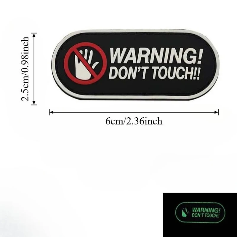 WARNING!DON'T TOUCH! PVC Applique Emblem Glow in Dark,Tactical Patch with Hook,Luminous Sticker Morale Badge For Helmet,Backpack