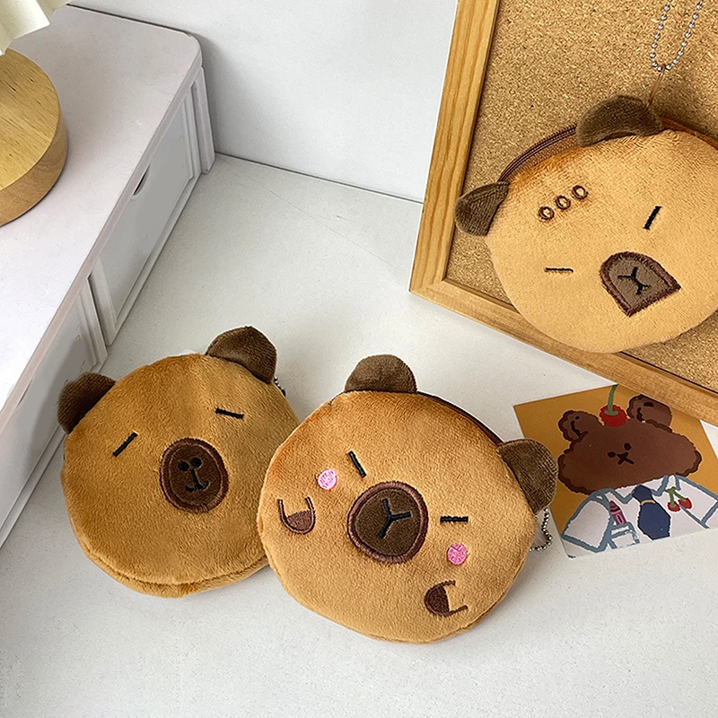 Tas penyimpanan Earphone Capybara Fashion lucu tas koin Capybara kreatif kartun gantungan kunci dompet koin portabel hadiah liontin