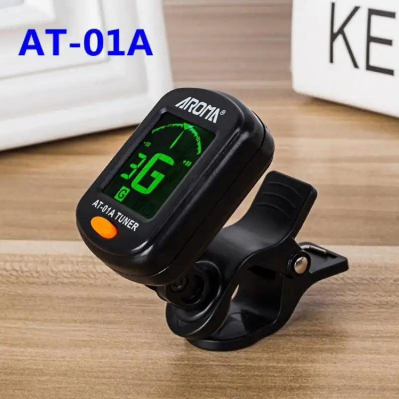 AT-01A Guitar Tuner Rotatable Clip-on Tuner LCD Display for Chromatic Acoustic Guitar Bass Ukulele Guitar Accessories