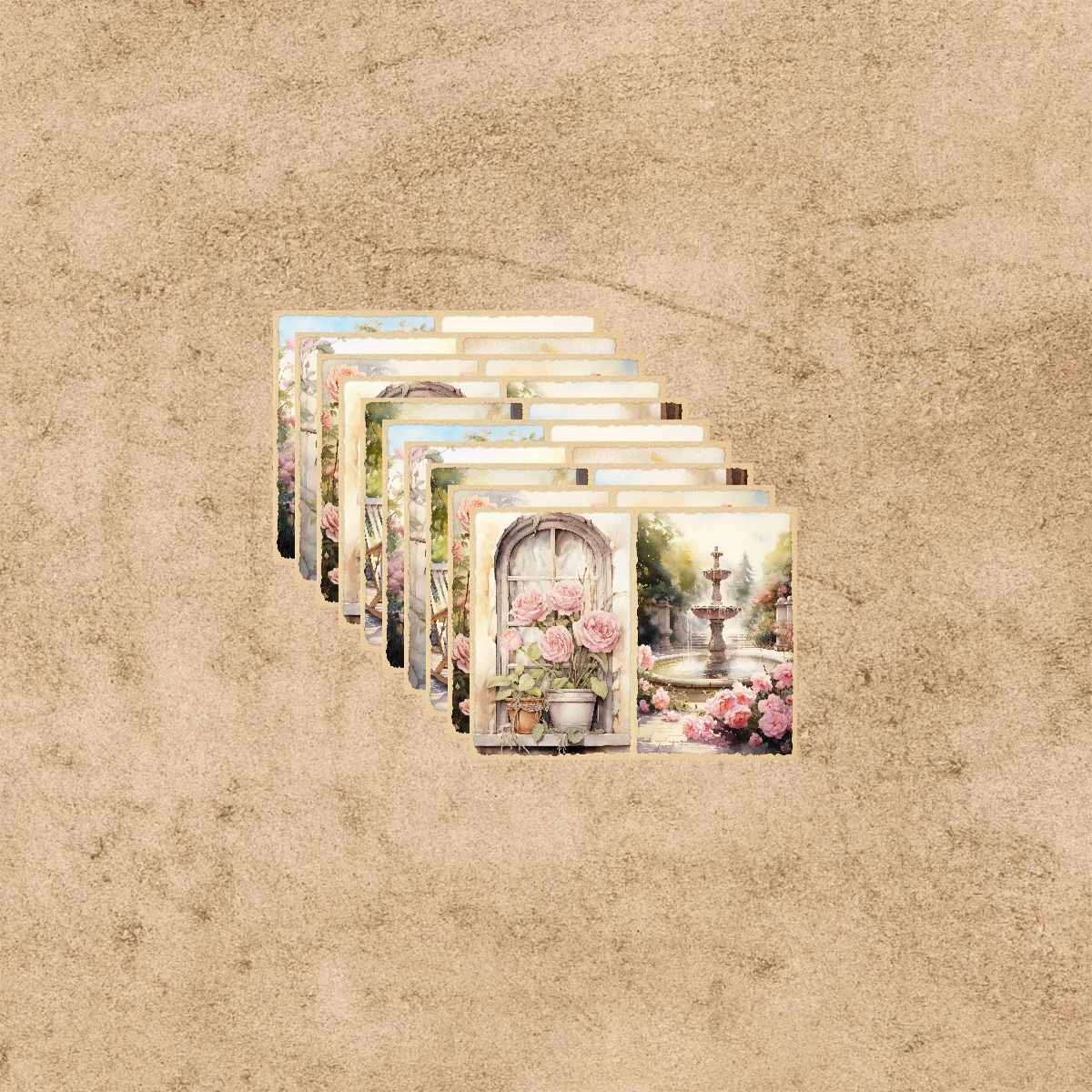 10 Sheets A5 Size Spring Girls Garden Background Vintage Grunge Journal Planning Scrapbooking