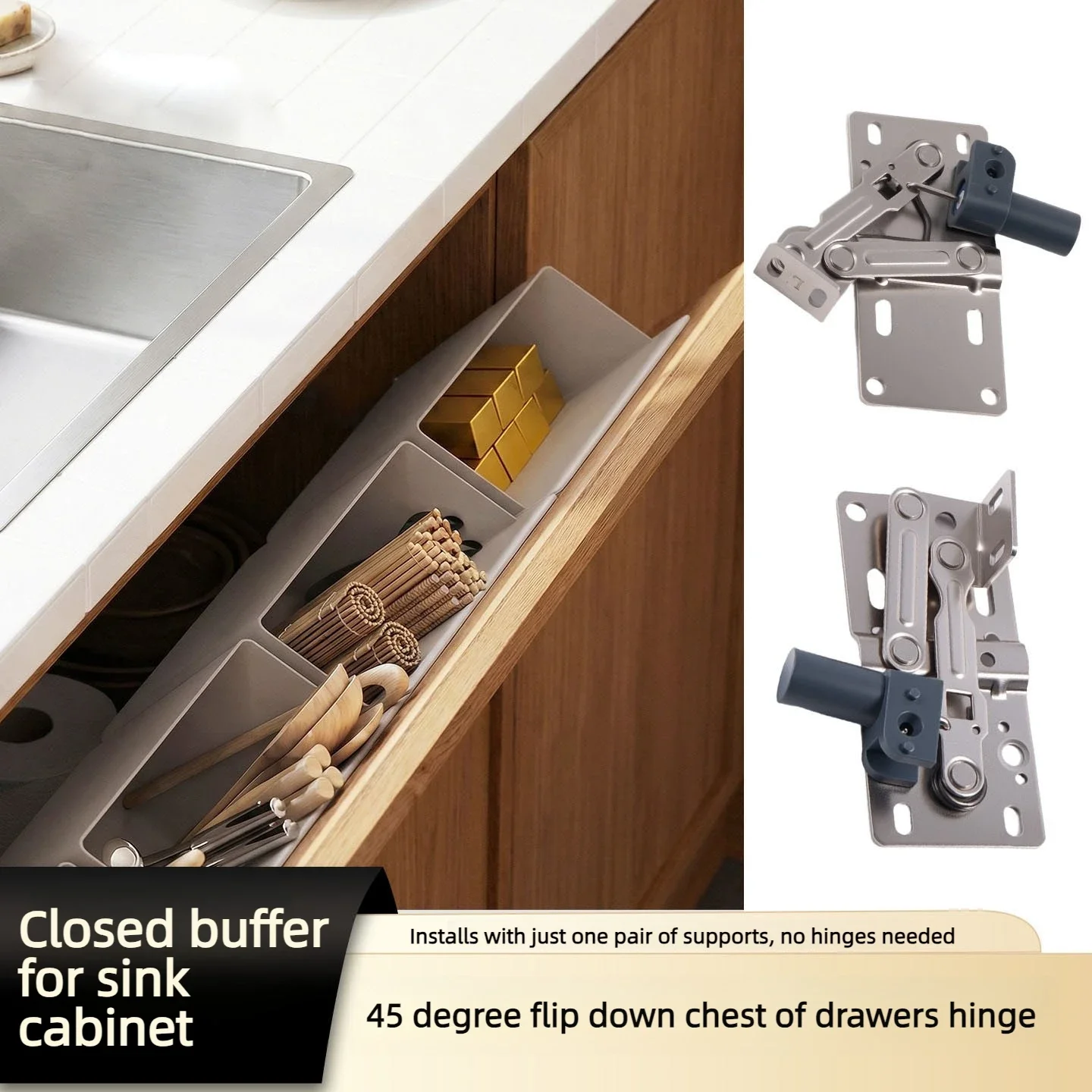 Flip Down 45° Hinge Sink Cabinet Bucket Shoe Cabinet Bucket Damping Door Hinge Furniture Cabinet Door Connector Accessories