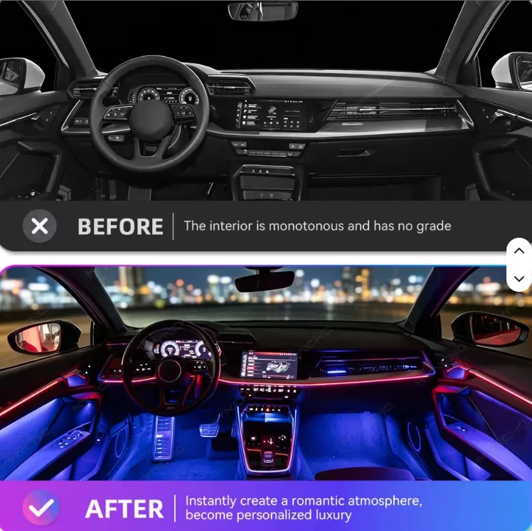 Premium LED Ambient Light Kit APP Control 64 Colors Interior Multicolor Automotive Ambient Lighting For 17-23 BMW 1 Series F40