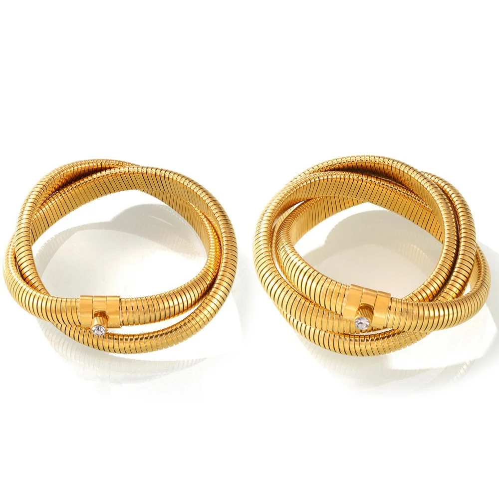 

Women's Bracelet Zircon Inlay Multi Ring Stainless Steel Opening Fashionable and Versatile Jewelry Accessories