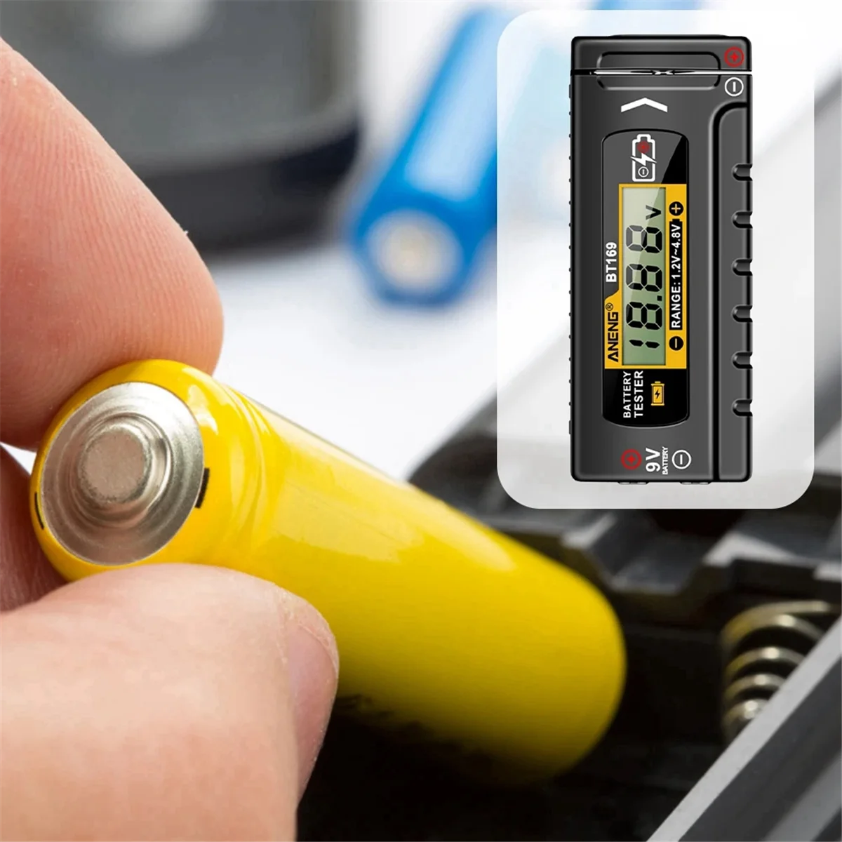 N18R  BT169 Universal Battery Tester LCD Battery Indicator Gauge Checker 9V 1.5V Button Cell Test Household Analyzer Meter Tools