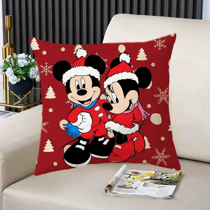 Kawaii Mickey Minnie Christmas Pillow Cases Cartoon Anime Pillow Covers Pillow Cases Christmas Bedroom Room Home Decoration Gift