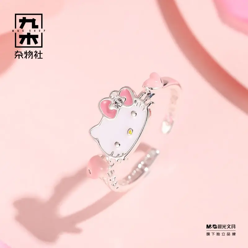 In Stock Sanrio Series Hello Kitty Cute Cartoon Ring Anime Jewelry Sending Jewelry To Girlfriend Girls Like It Birthday Gift