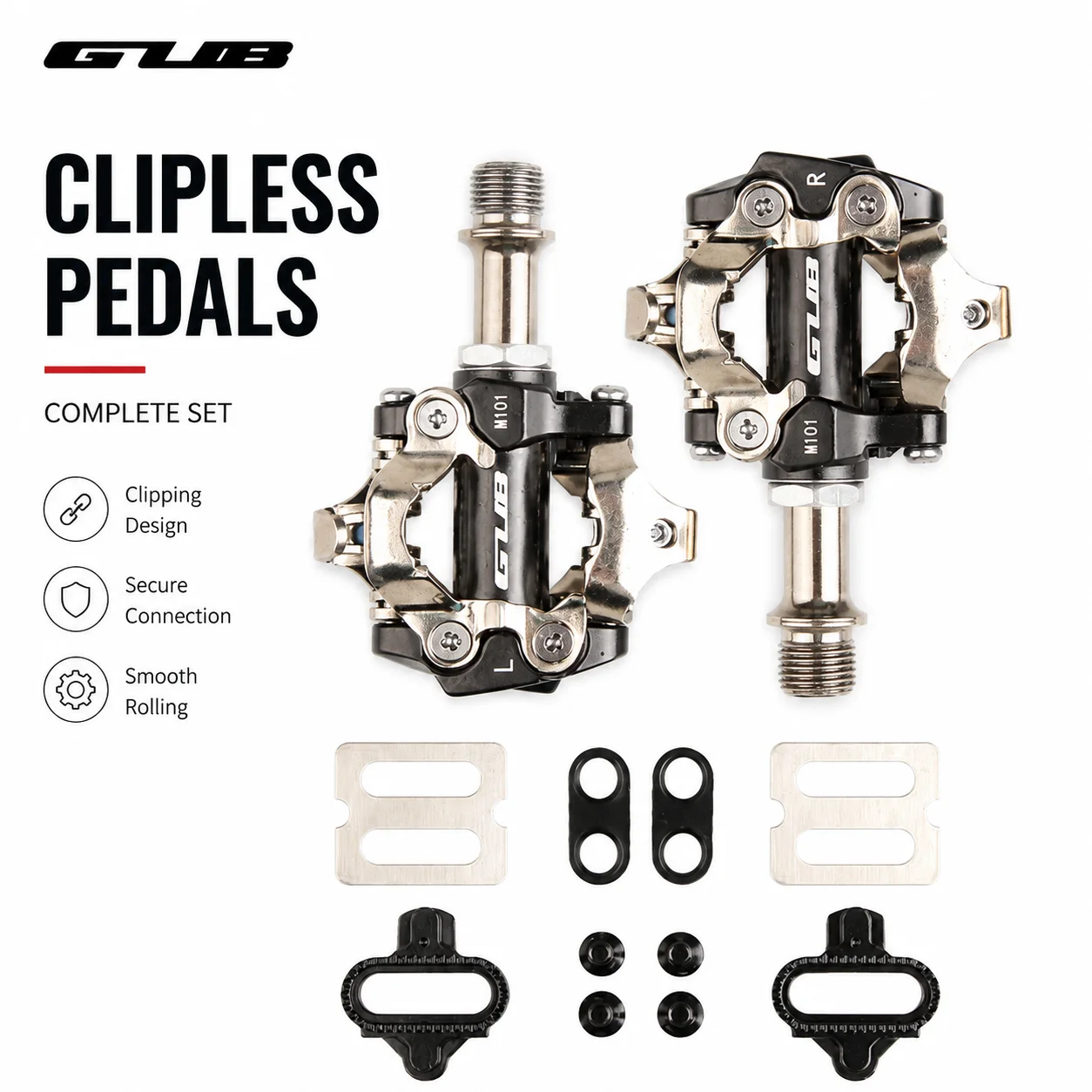 GUB M101 MTB Clipless Bike Pedals Aluminum Alloy Cycling Pedal Sealed Bearing Mountain Road Bicycle Accessories