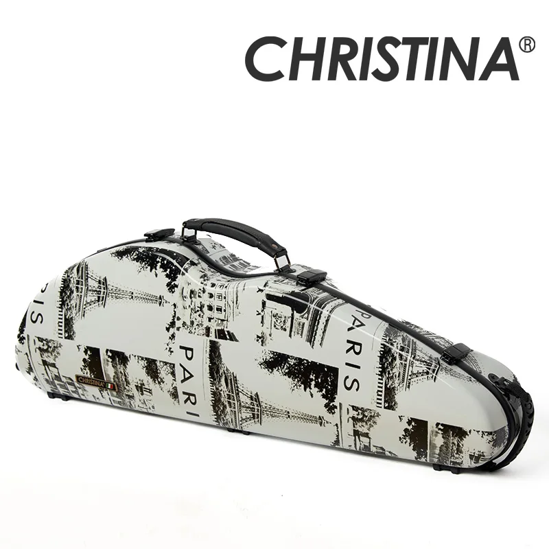 CHRISTINA Violin Case 4/4 Size Widened Triangular Tower Pattern VB46 Lightweight New Composite Materials with Straps