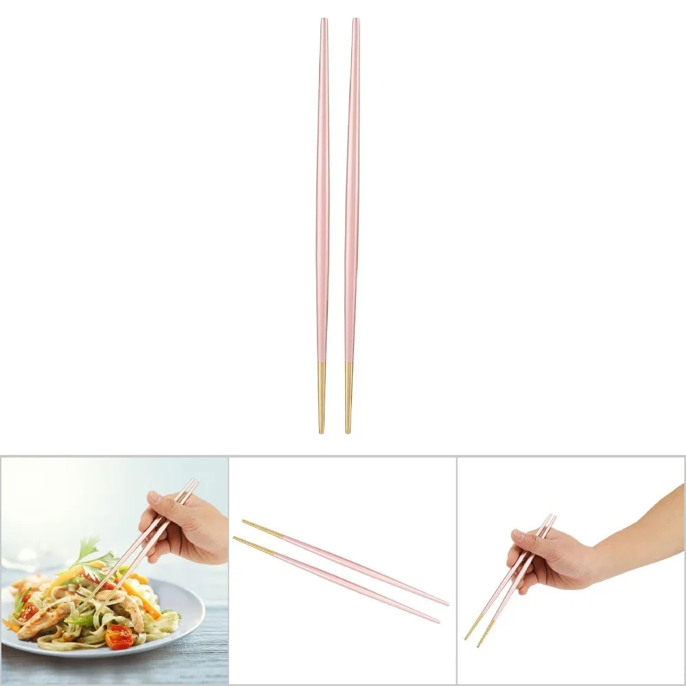 Rustless Steel Chopsticks Smooth One-piece Integrated Molding Metal Chopsticks Anti-slip Strip Practical Dining Chopsticks