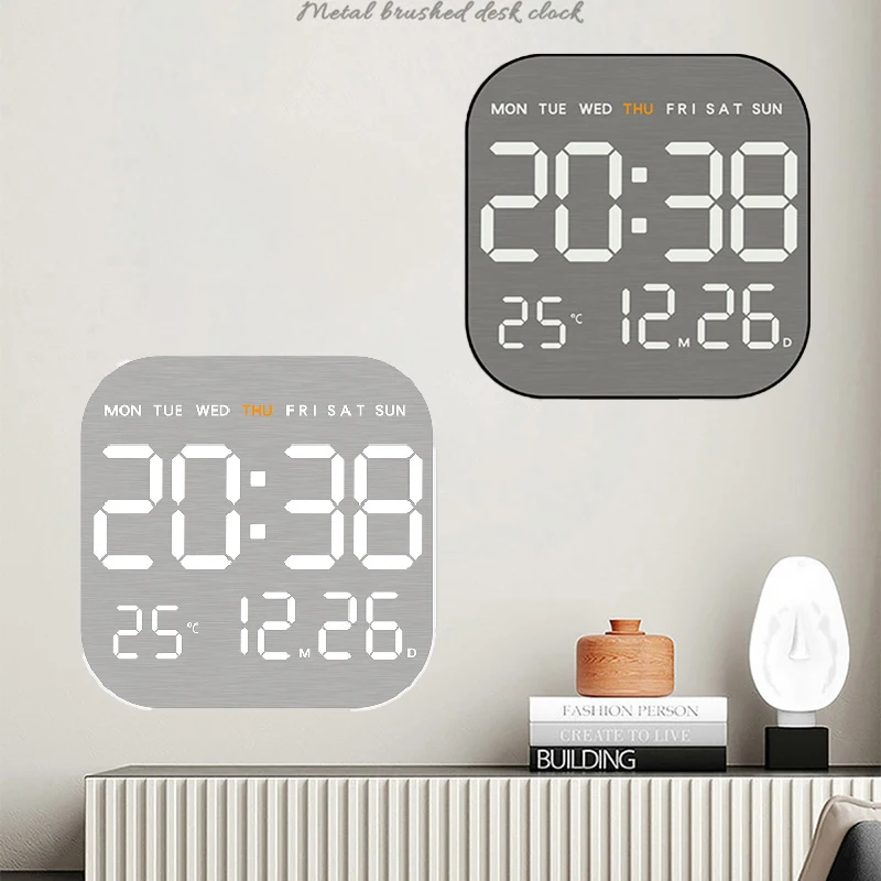  Hanging Indoor Temperature/humidity Meter Multifunctional Digital Alarm Clock Electronic Display 12/24H Clock Home Decor