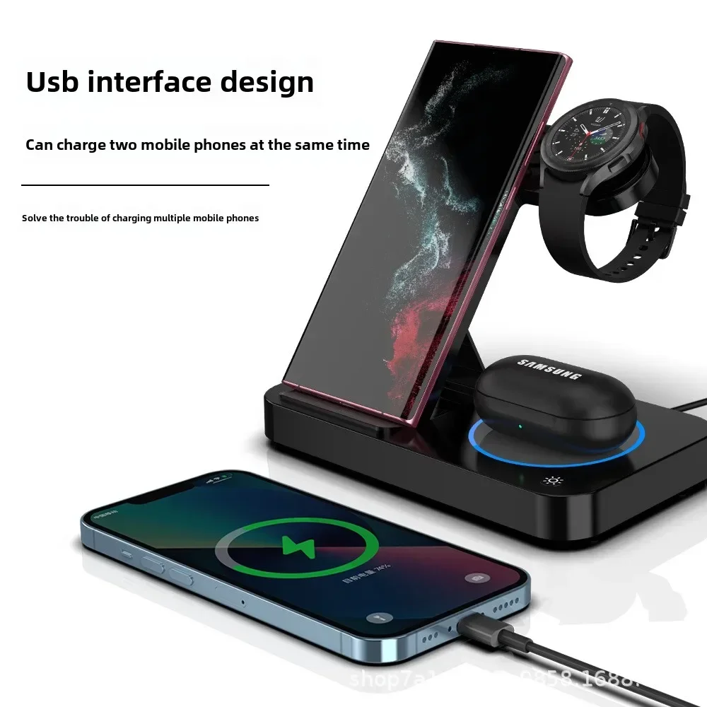 15W 4 in 1 Foldable Wireless Charging Station For iPhone 15 14 13 12 Pro Max airpods iWatch 8/7/6 Samsung Galaxy Fast Charger