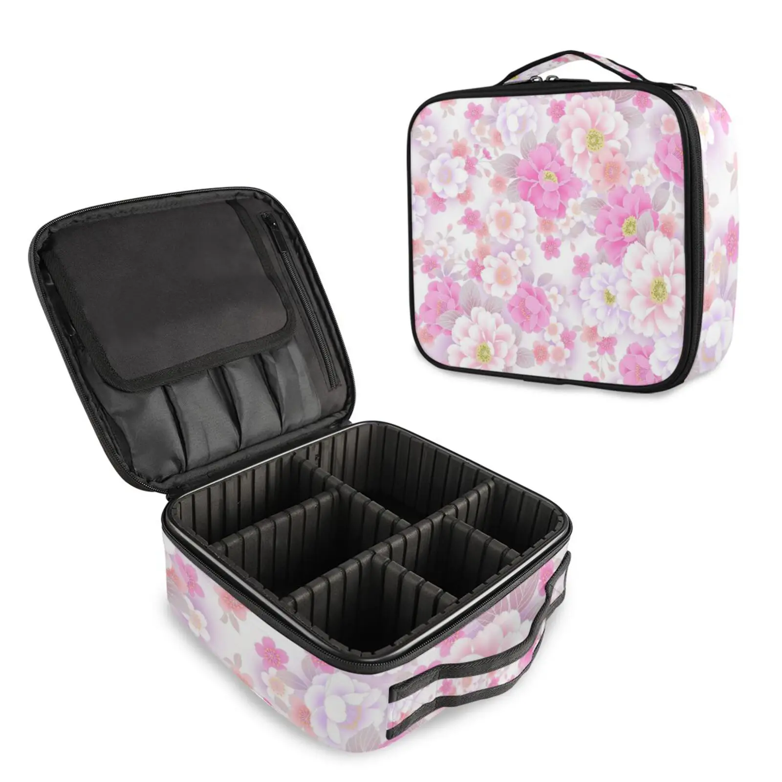 

Makeup Bag Travel Cosmetic Bag Organizer Portable Artist Storage Bag with Adjustable Dividers Makeup Brushes Storage Organizer