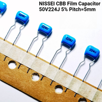 10Pcs/100Pcs Original NISSEI CBB Film Capacitor MMTV 50V224J 5% Pitch=5mm 224 220nF Film Capacitors