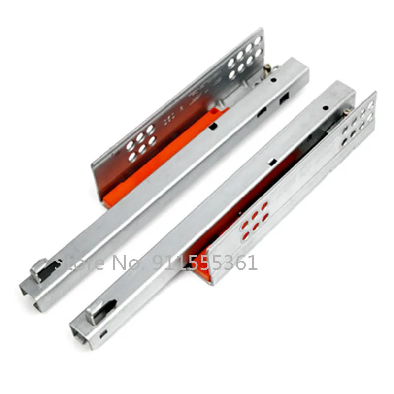 1Pair Rebound Press Push To Open Under Mount Furniture Kitchen Bath Drawer Slide Rail Runner DTC 25KG 2-fold Half Extention