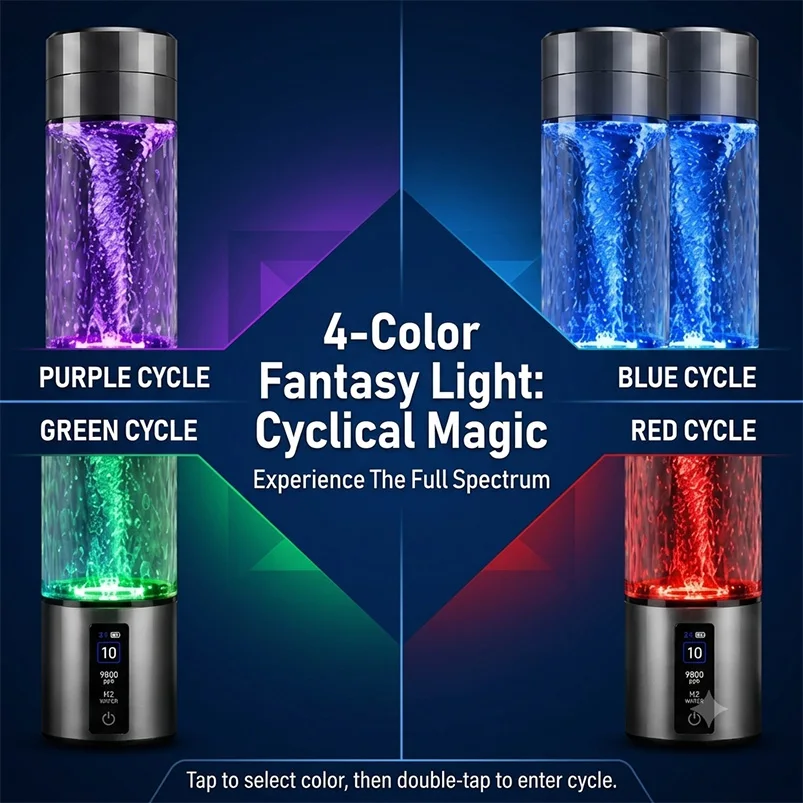 Portable Hydrogen Water Bottle 9800ppb Hydrogen Water Generator SPE PEM OLED Display 210ML Rechargeable Hydrogen Rich Water Cup