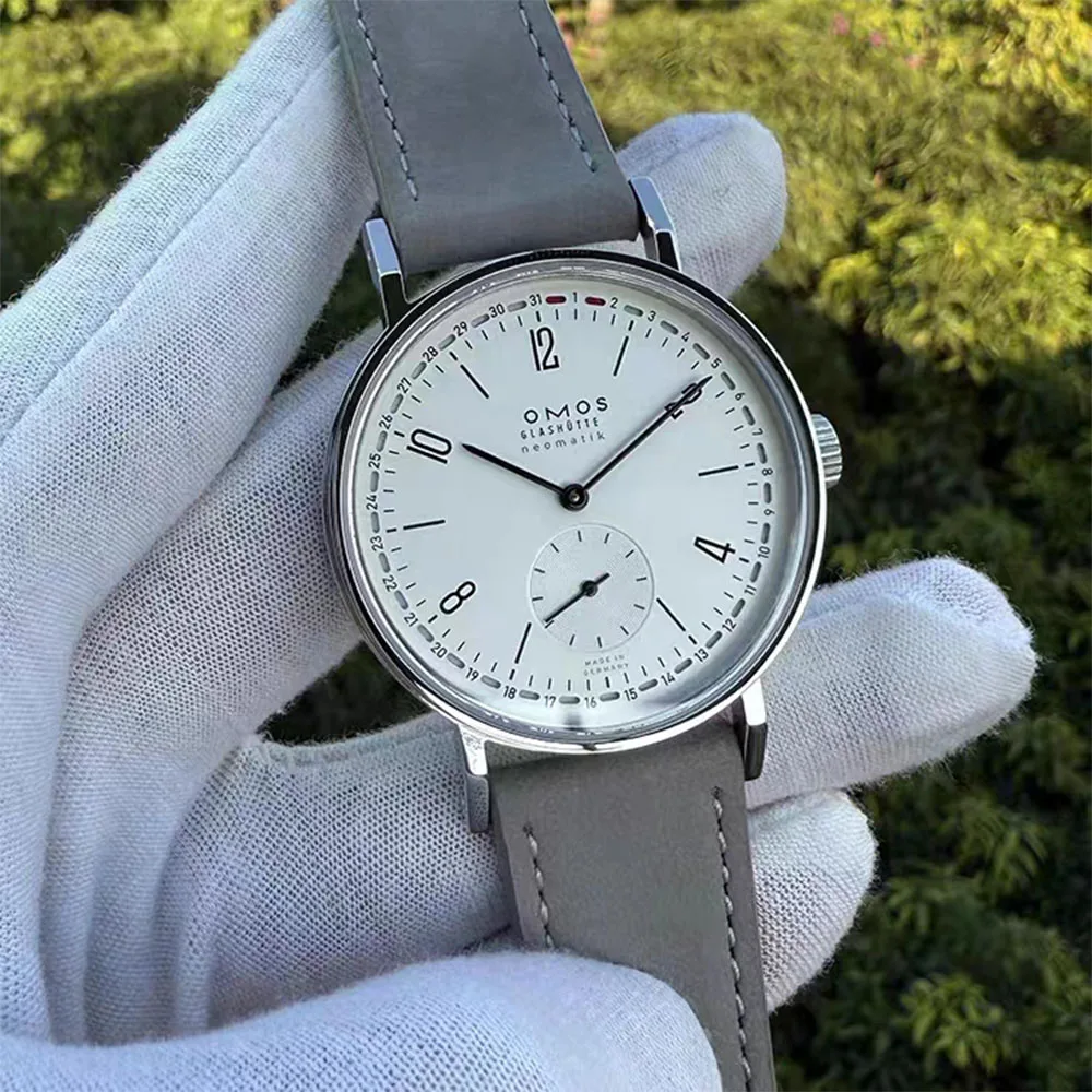 38mm men's automatic mechanical watch, compatible with Seagull ST1731 movement, with calendar, waterproof, and transparent back. view 2