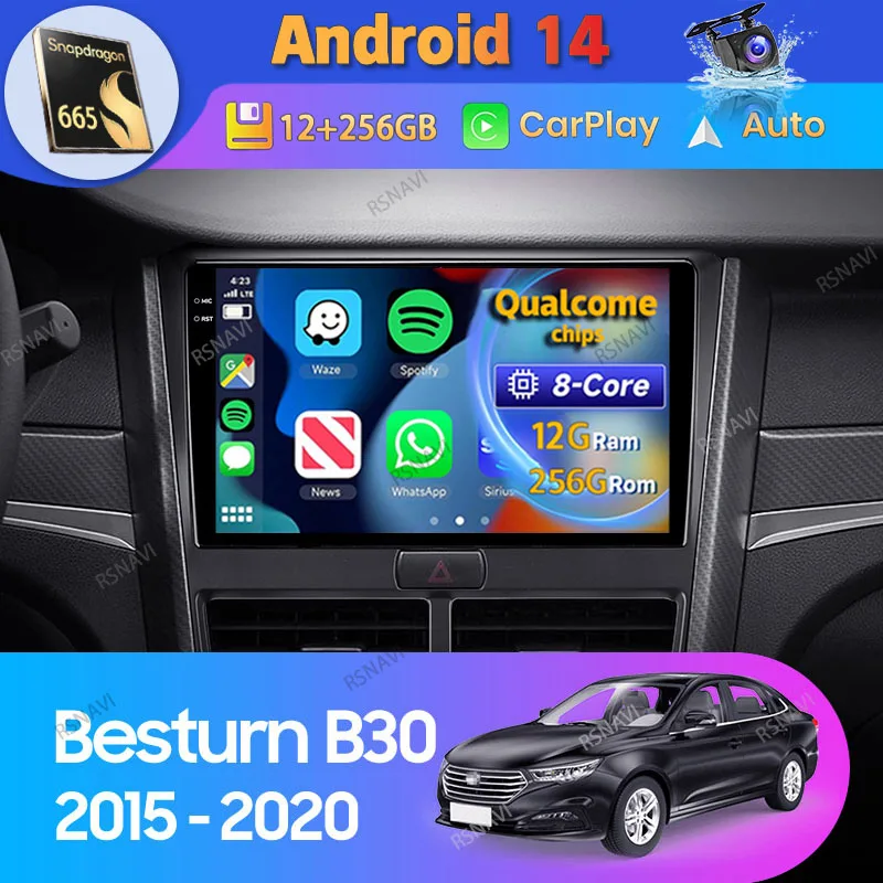 Android 14 Carplay Auto For FAW Besturn B30 1 2015 2016 - 2020 Car Radio DSP Navigation WIFI+4G GPS Stereo 2Din DVD Video Player