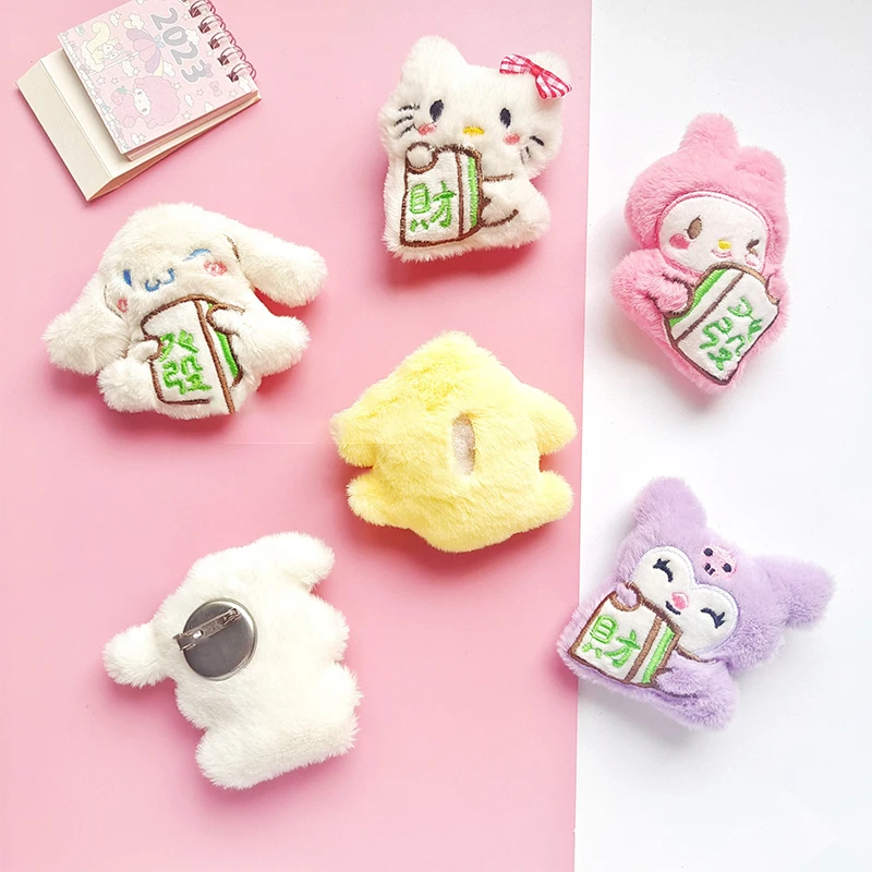 Cinnamoroll 20Th Anniversary Figurine Brooch Doll Pin Plush Cute Badge Pin Pendant Sanrio Plush Anime Toys for Girl Children