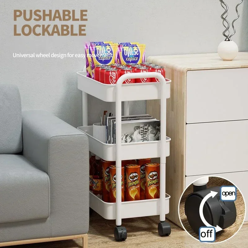 2/3/4 Tier Rolling Cart Storage Shelf Large Capacity Movable Gap Storage Rack Kitchen Bathroom Organizer Snack Cosmetic Holder