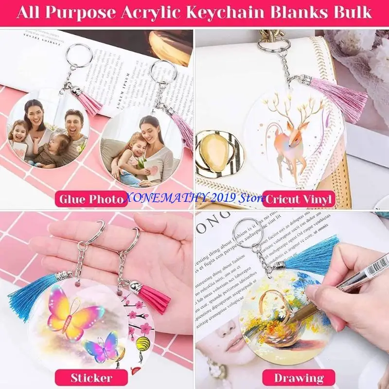 

F42F 50 шт. 2 -дюймовый чистый пустой акриловый круглый круг с отверстием для изготовления ювелирных изделий DIY