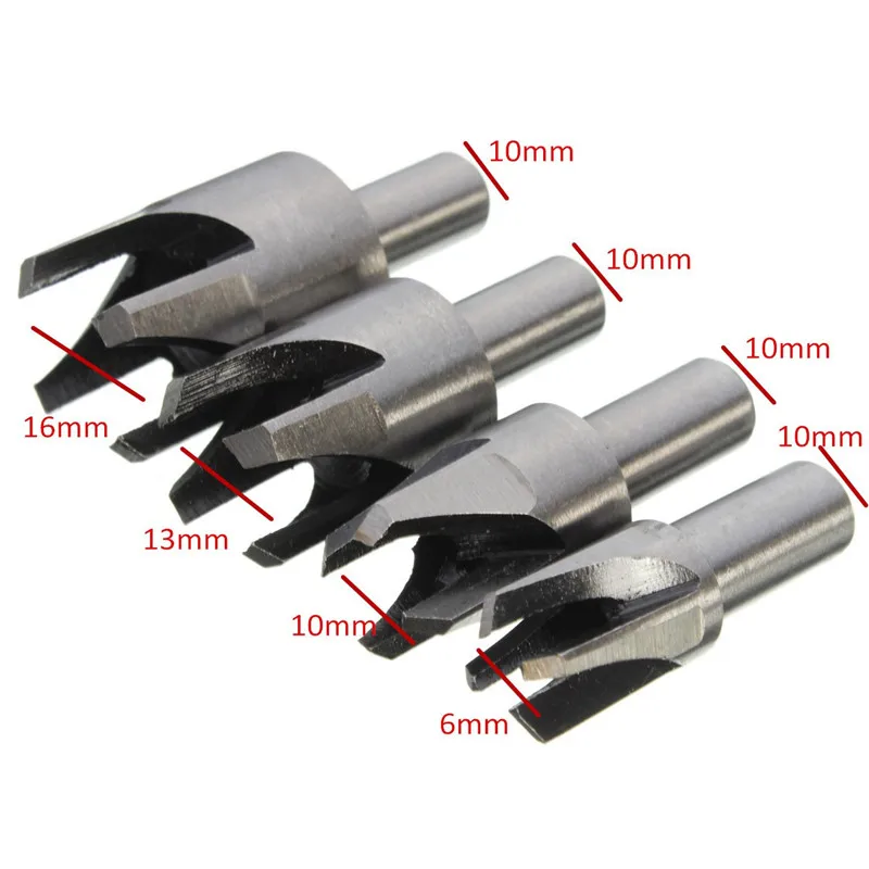 JUSTINLAU 8pcs Wood Plug Cutter Claw Cylinder Tenon Drill Bit Set Straight Tapered Woodworking Cork Drill Bit Knife Cutting Tool