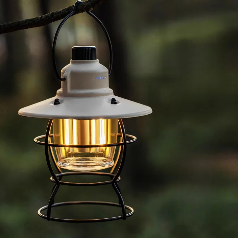 

Vintage Style Camping Lantern, Long Endurance Rechargeable Camp Light for Outdoor Tent & Yard