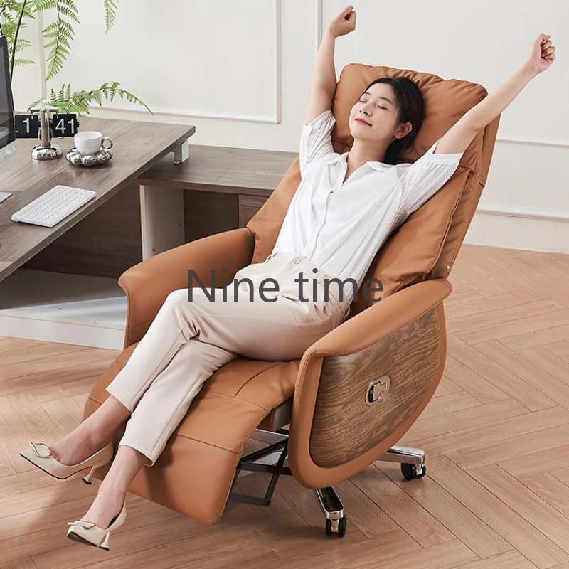 Mobile Swivel Office Chairs High Back Foot Rest Autofull Leather Computer Chair Ergonomic Lounge Sillas De Oficina Furniture