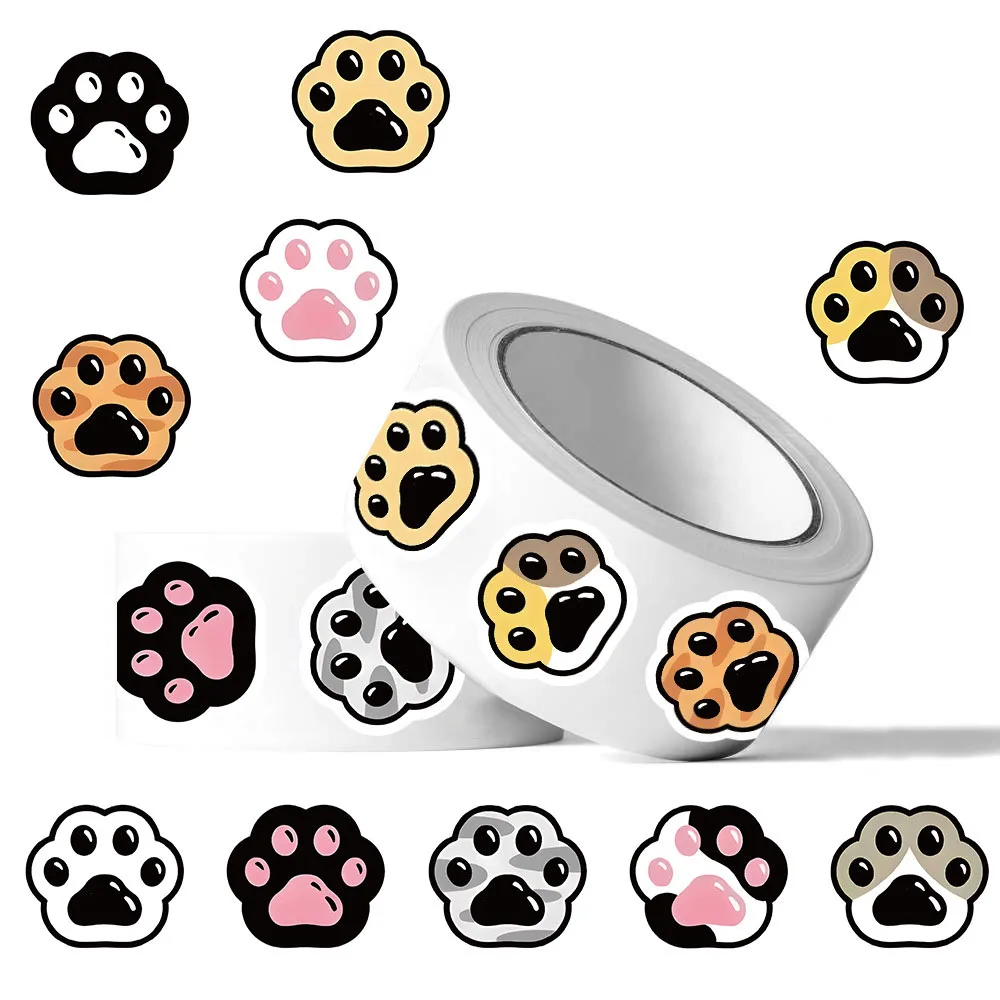 500 قطعة ملصقات لفة لطيف القط أقدام الزخرفية صائق الحرف سجل القصاصات الغيتار زجاجة ماء هدية التعبئة والتغليف ملصقات الهدايا