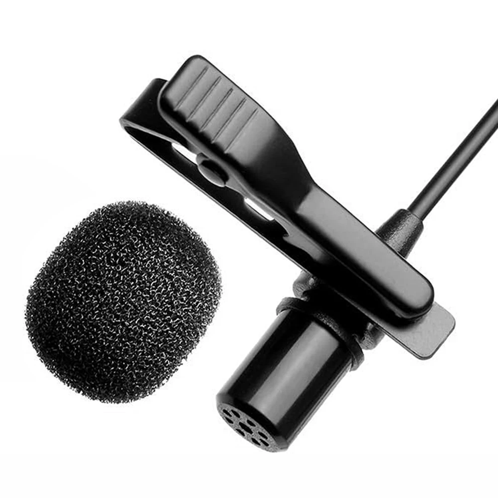3.5mm Lavalier Lapel-Microphone with Windscreen Muff Clip-On 360° Omnidirectional Condenser Mic Professional ,for Smartphone ﻿