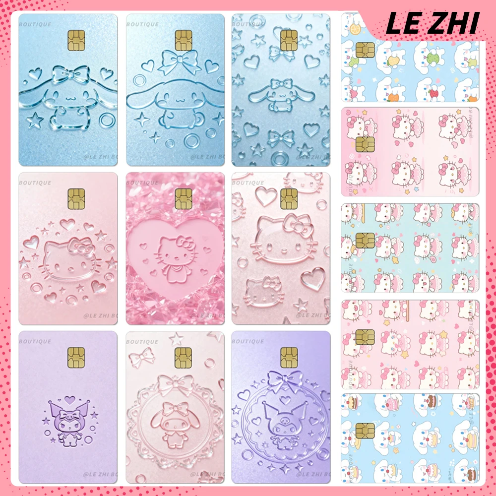 

Kawaii Cartoon Sanrio Hello Kitty Cinnamoroll Credit Card Stickers Shining Rainbow Star Love Waterproof Protective Film Sticker