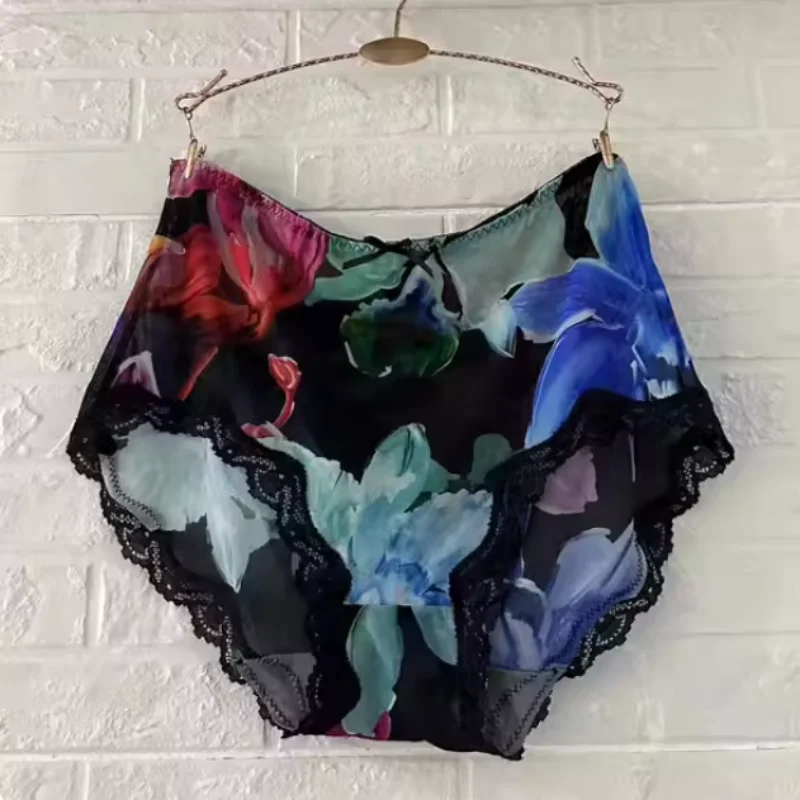 ﻿Transparent Mesh Lace Women Sexy Briefs Soft Print Cute Intimates Breathable Quick Drying Panties Cross-dressing Lingerie﻿