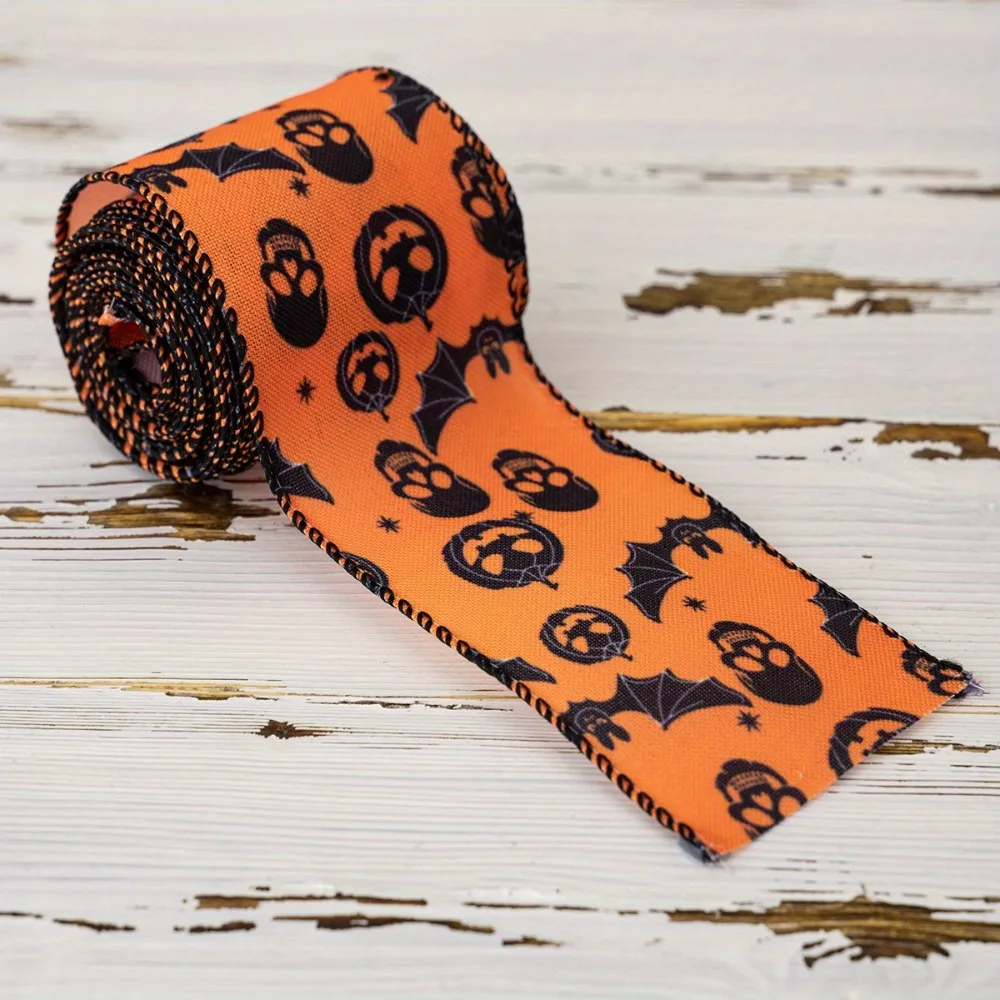 5Yards New 5Yards Ribbon Pumpkin Spider DIY Sewing Crafts Dot Print Handmade Ribbon Halloween