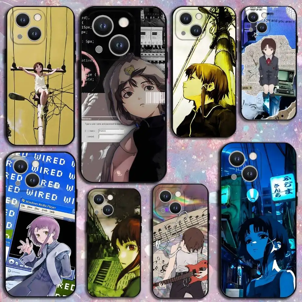 

Serial Experiments L-Lain Phone Case For iPhone 17,16,15,14,13,12,11 Plus,Pro Max,XS,X,XR,SE,Mini,8,7,Soft Silicone Black Cover