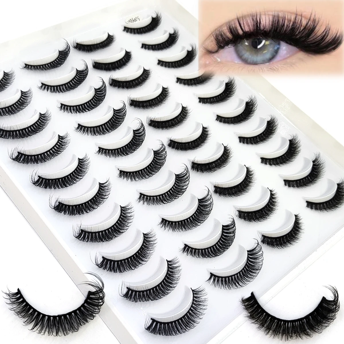 HBZGTLAD 5/20 Paar natürliche lange 3D künstliche Nerz falsche Wimpern Make-up-Set Nerzwimpern verlängerte Wimpern kurze Wimpern