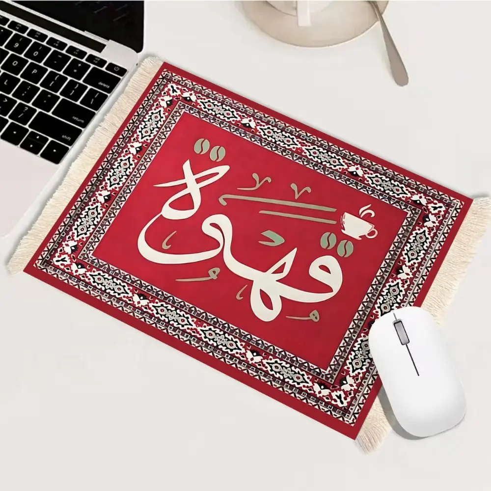 Tea Coaster Bohemia Persian Mouse Pad Rubber Base with Tassel Gaming Mouse Pads Retro Anti-slip Computer Table Mat Computer Desk