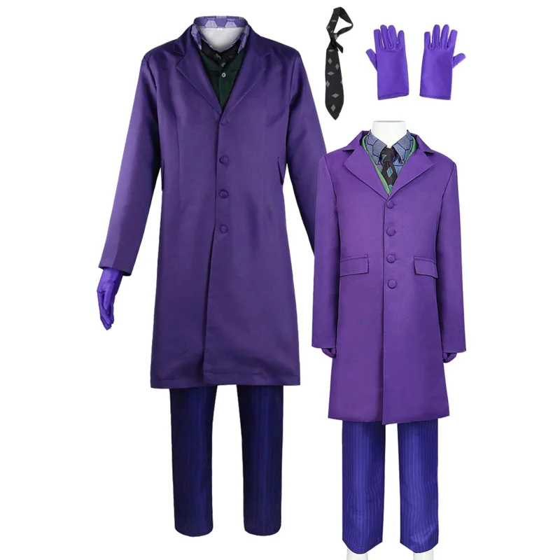 Costume de Cosplay Joker du Film Dark Knight, Déguisement de Super Méchant, Violet, pour Adulte, Homme, Enfant, Garçon, Nouvelle Collection 2025