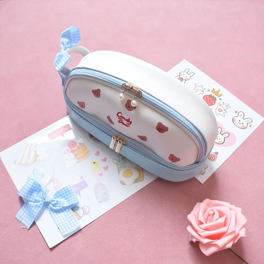Kawaii Love Strawberry Large Capacity Cherry School Supplies Pencil Bag Pencil Pouch Pencil Cases Student Stationery