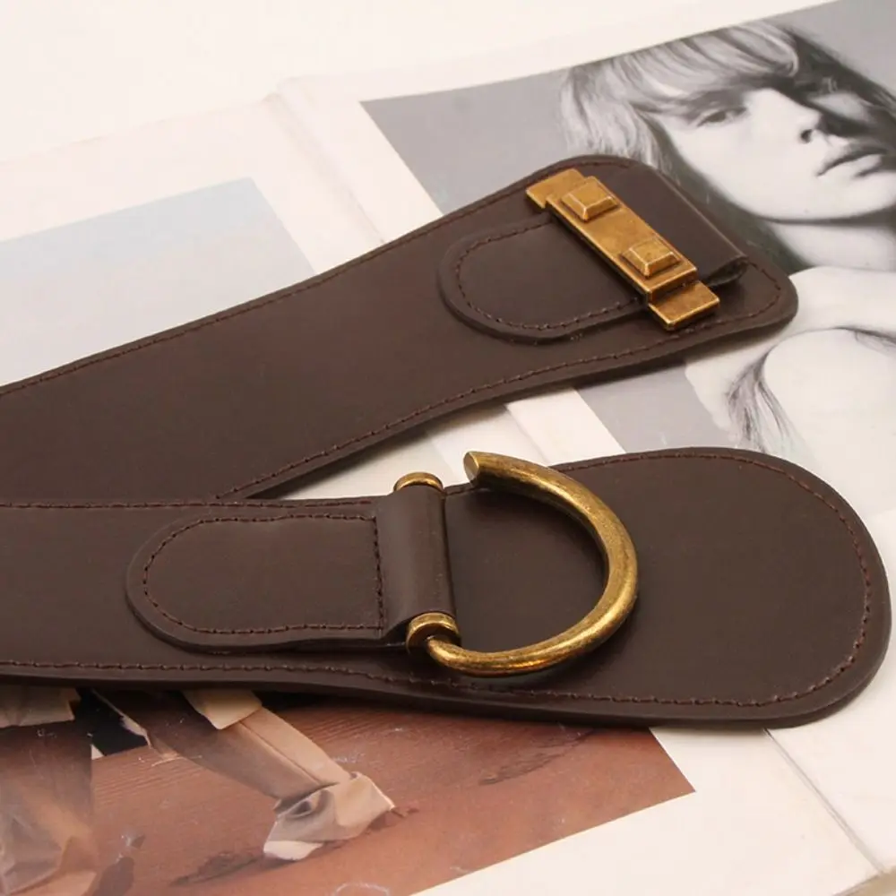 أزياء بو الجلود حزام الخصر الخصر أحزمة واسعة مرنة قابل للتعديل سبيكة مشبك الأحزمة لفستان المرأة