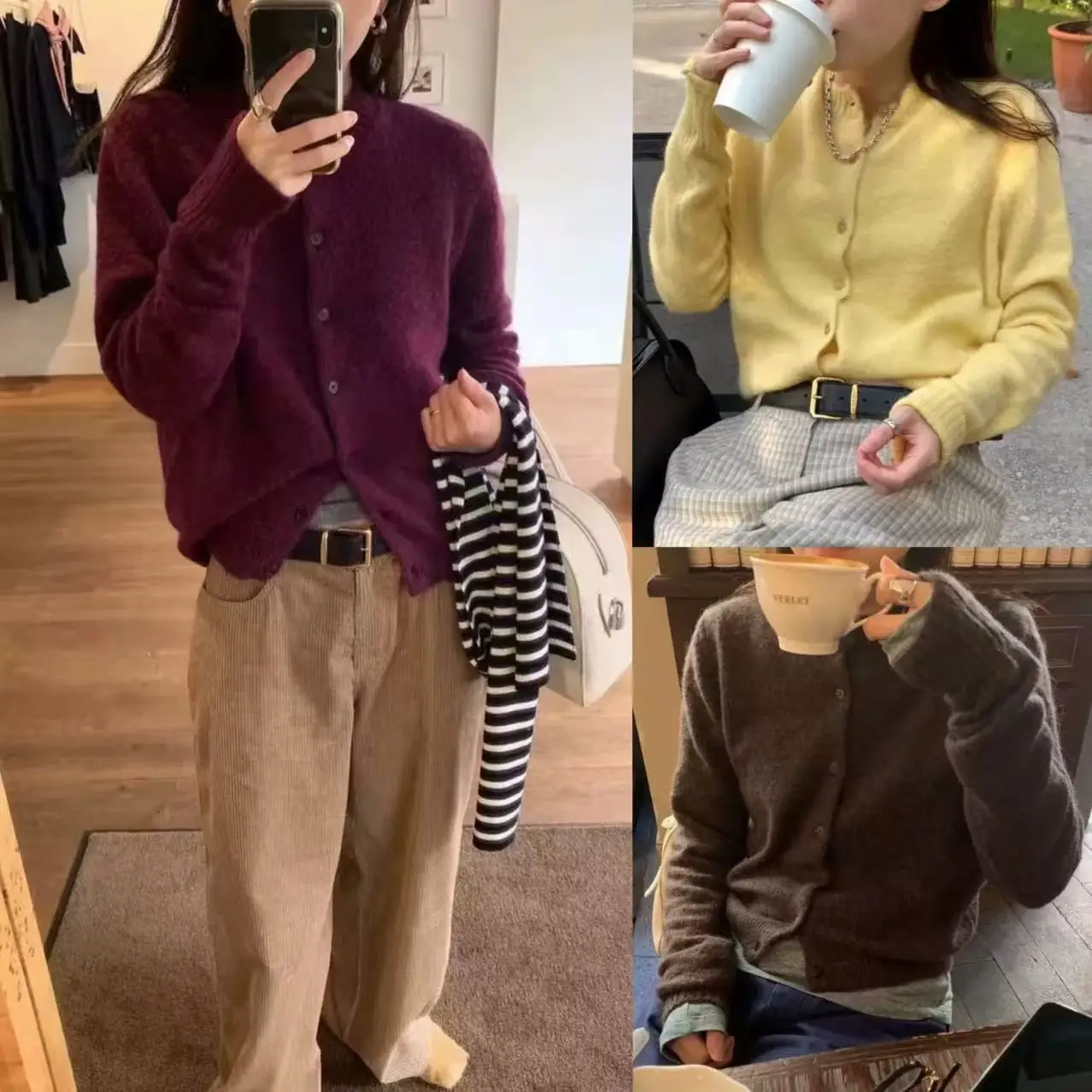 

Leobe Pure Color, простой круглый длинный вязаный открытый кардиган на одной пуговице, женский свободный крой, зимняя мода