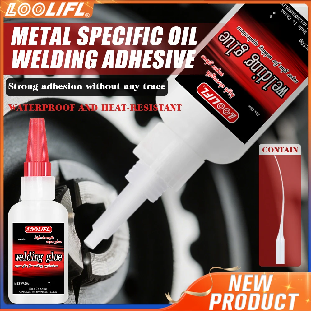 LOOLIFL 50g Cola à base de óleo de alta resistência para soldadura - Adesivo de soldadura à base de óleo para metais, para todos os tipos de adesivos instantâneos de metal com superfícies insensíveis, incluindo dispens