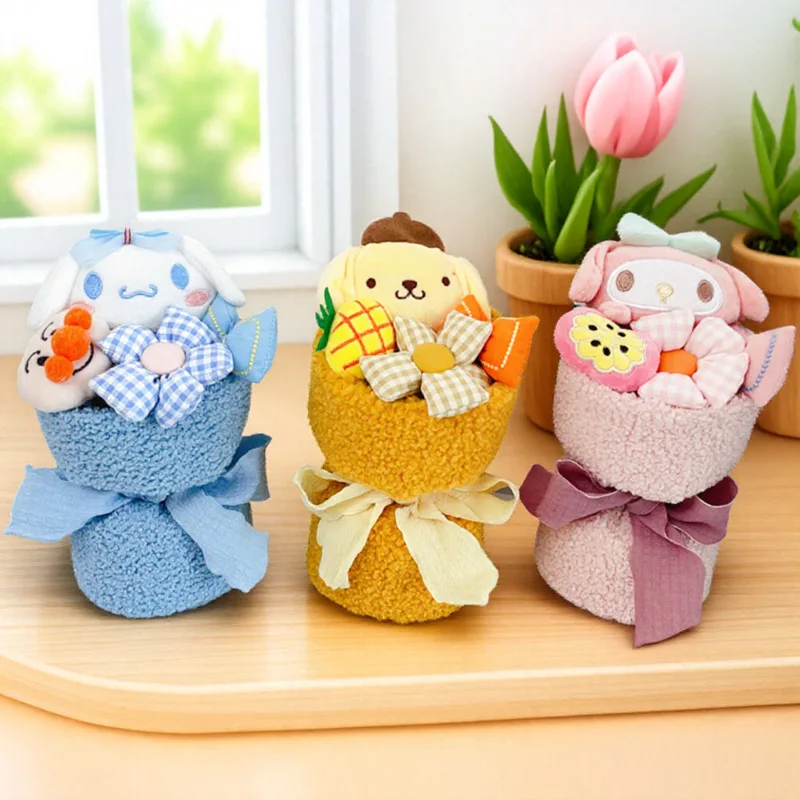 

23 см/9,06 дюйма Hello Kitty цветочный букет Kuromi Melody Cinnamoroll мультфильм аниме периферийные устройства товары для вечеринок новинка декоративная игрушка