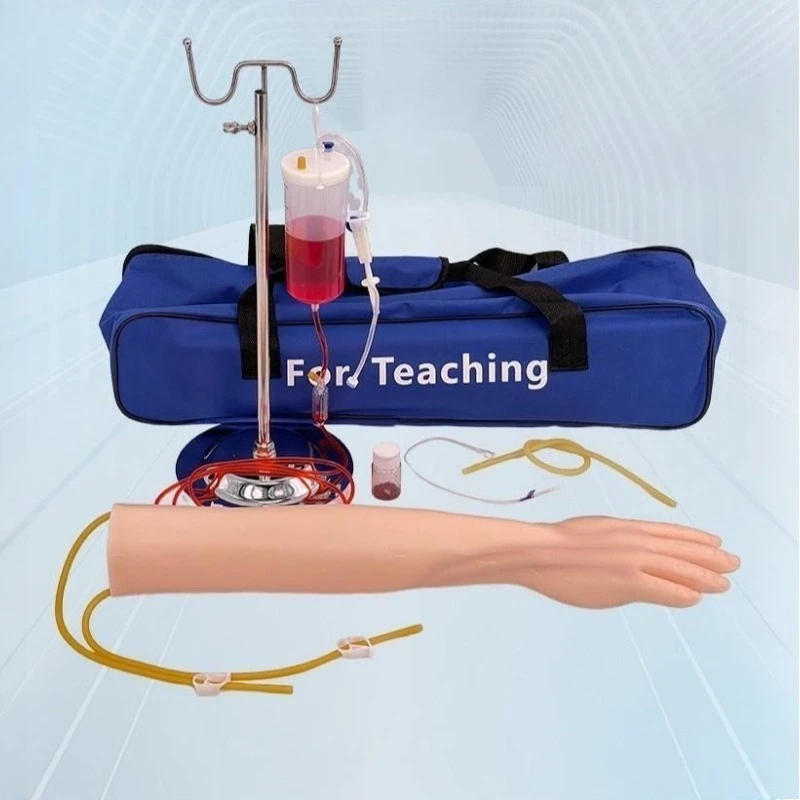 IV Practice Arm Kit for Venipuncture Practice Phlebotomy Arm with Infusion Stand Practice PVC Latex Arm with a Storage Handbag
